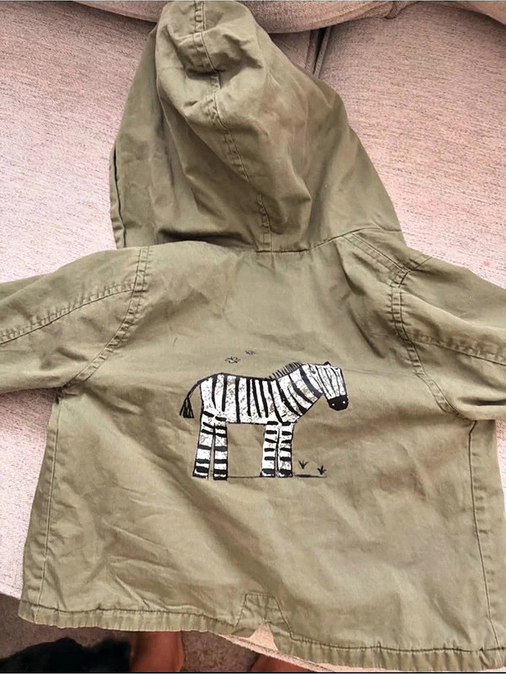 Zara Baby Girl Zebra Graphic Hooded Jacket Green & Pink Girls Size 2/3